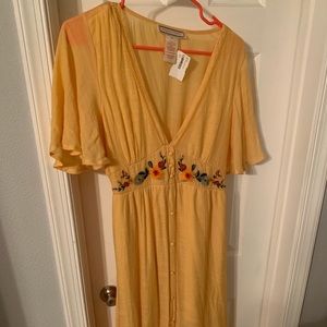Yellow button down maxi dress